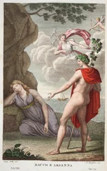 Bacchus und Ariadne oder Bacco e Arianna, Buch VIII, Illustration aus Ovids Metamorphosen, Florenz, 1832